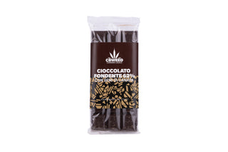 Barretta di cioccolato fondente con semi di canapa