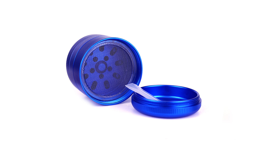 grinder in metallo placcato blu con scompartimento polline - Bongae