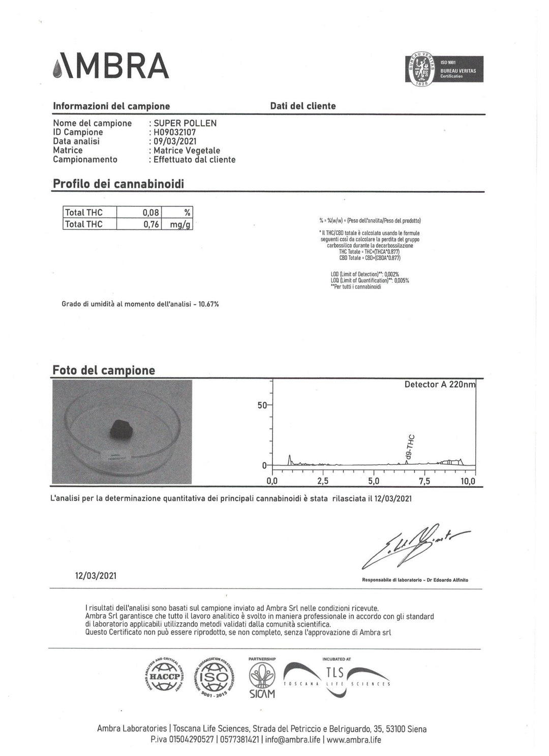 Super Polline ETNA ~ CBD 27% | Resina di Cannabis Light - Bongae 