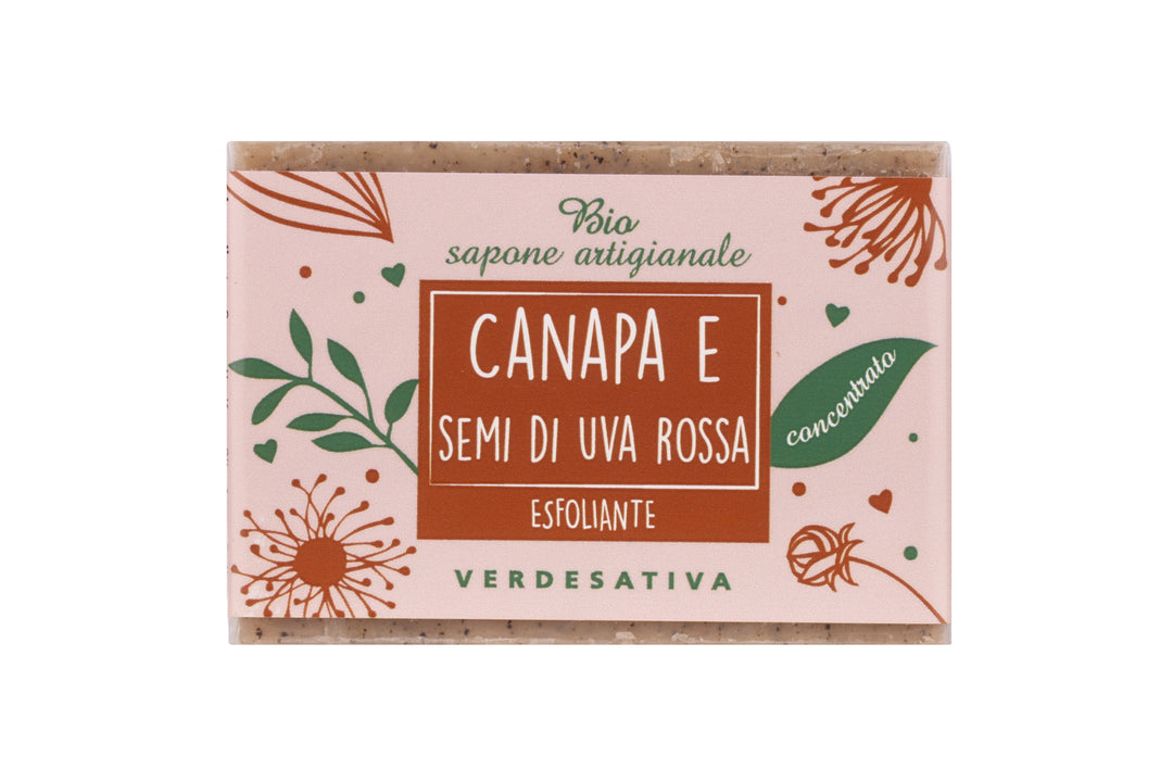 Biosapone Canapa e Semi di Uva Rossa 100% bio degradabile - 100 gr - Bongae 