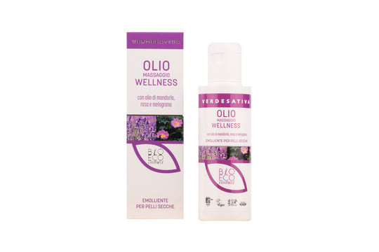 Olio massaggio Wellness - canapa, rosa, mandorla e melograno - Bongae 