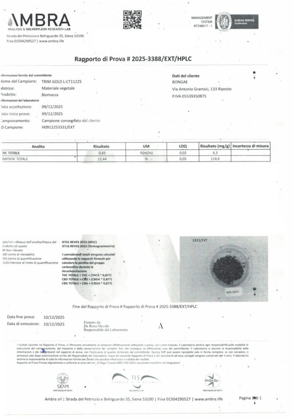 Analisi trinciato gold