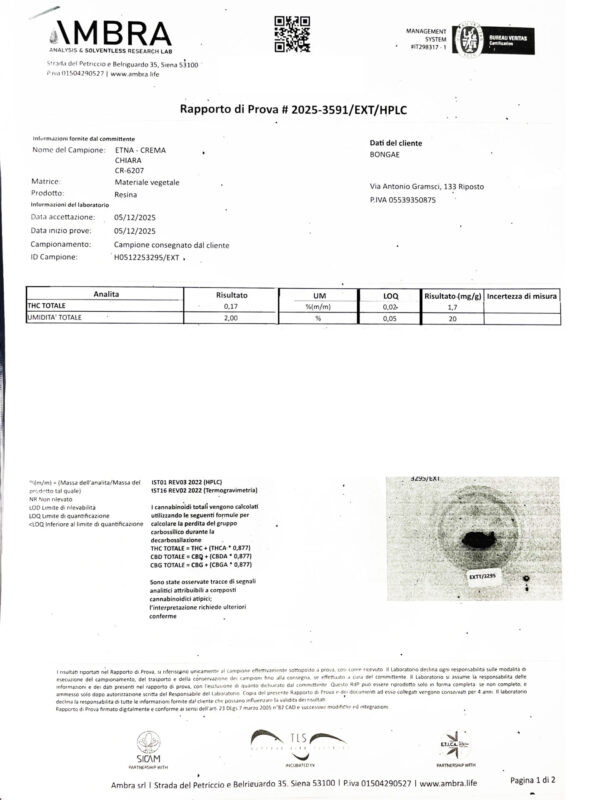 Etna 00 ~ CBD 18% | Resina di Cannabis Light